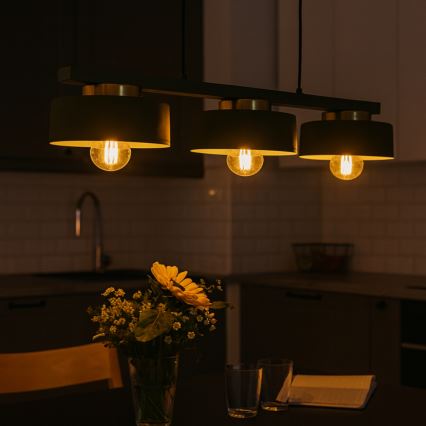 Lámpara colgante IGNIA con cable 3xE27/60W/230V verde/dorado