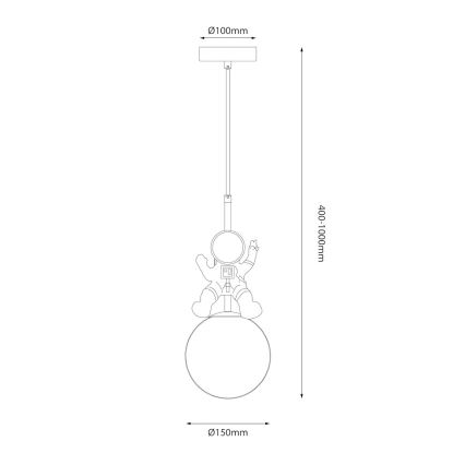 Lámpara colgante infantil ASTRONAUT 1xE27/60W/230V diá. 15 cm dorado/beige