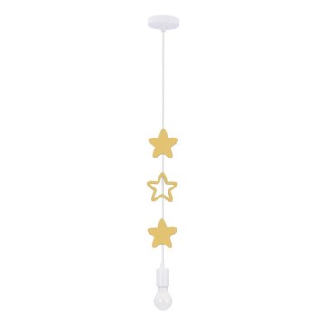 Lámpara colgante infantil con cable STARS 1xE27/20W/230V amarilla/blanca