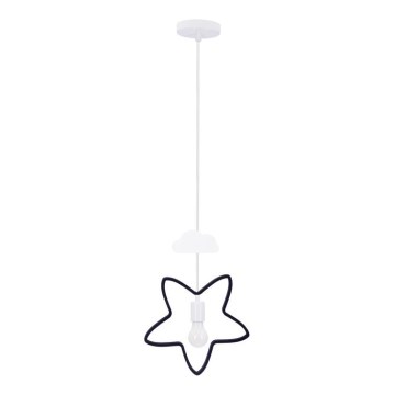 Lámpara colgante infantil con cable STARS 1xE27/20W/230V negra/blanca