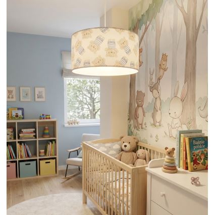 Lámpara colgante infantil KIDS ROOM 1xE27/60W/230V, Ø 40 cm, diseño osito