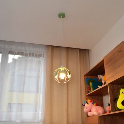 Lámpara colgante infantil STARS 1xE27/15W/230V verde/blanco