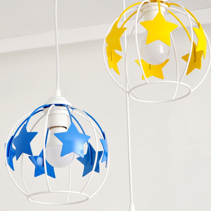 Lámpara colgante infantil STARS 3xE27/15W/230V azul/rosa/amarillo
