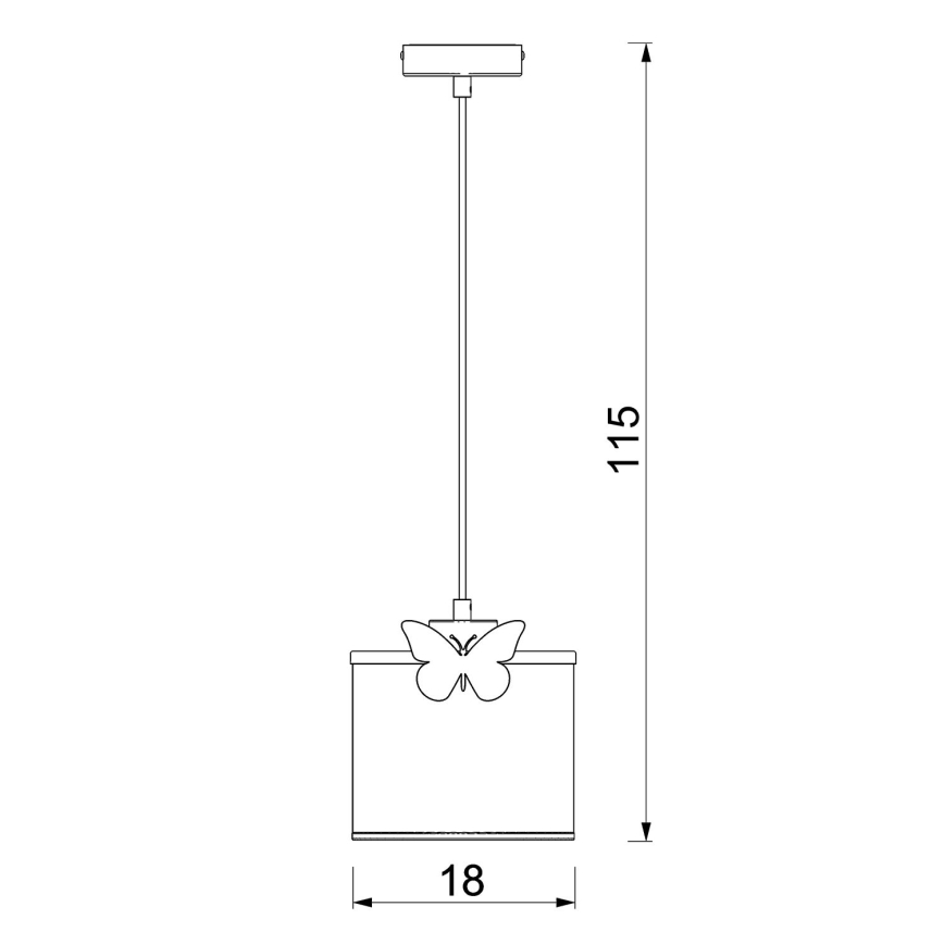 Lámpara colgante infantil SWEET 1xE27/15W/230V blanco/rosa/mariposa
