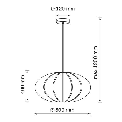 Lámpara colgante KINU 1xE27/20W/230V diá. 50 cm negro