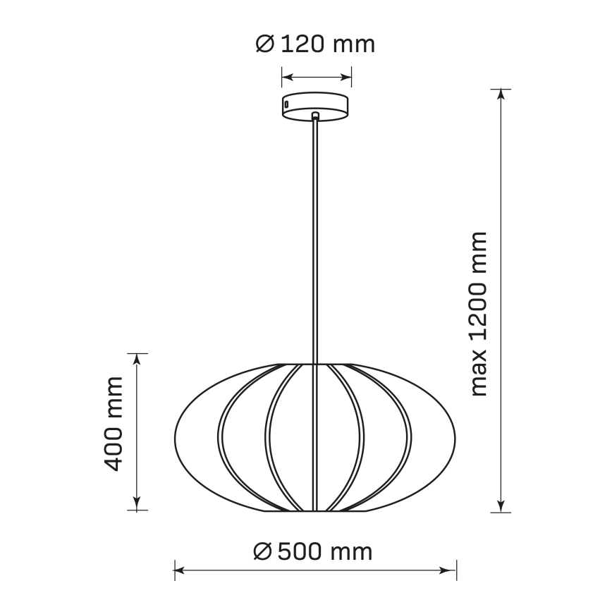 Lámpara colgante KINU 1xE27/20W/230V diá. 50 cm negro