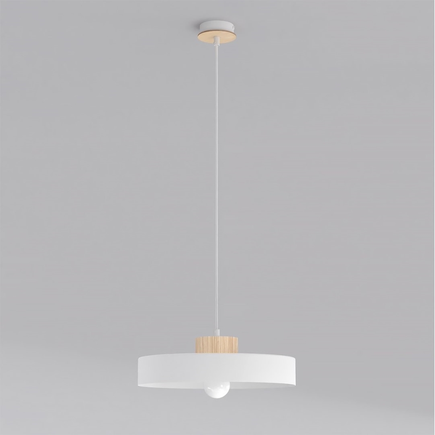 Lámpara colgante KIVI con cable 1xE27/15W/230V blanca