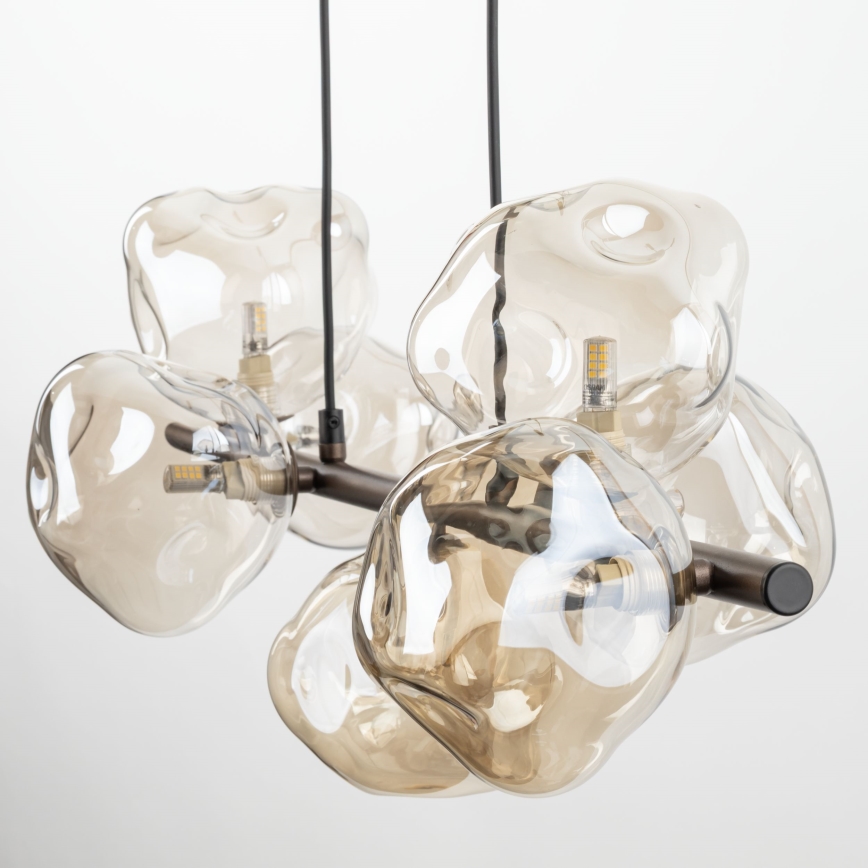 Lámpara colgante LAVA 7xG9/8W/230V bronce/beige ahumado