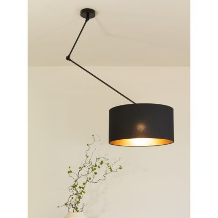 Lámpara colgante LED ajustable en varilla GORTA 1xE27/60W/230V negro/dorado