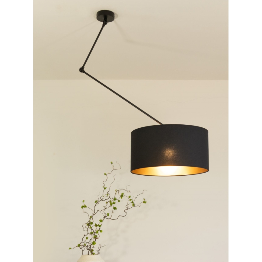 Lámpara colgante LED ajustable en varilla GORTA 1xE27/60W/230V negro/dorado