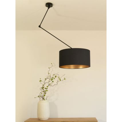 Lámpara colgante LED ajustable en varilla GORTA 1xE27/60W/230V negro/dorado