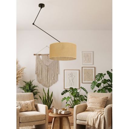 Lámpara colgante LED ajustable en varilla GORTA 1xE27/60W/230V yute