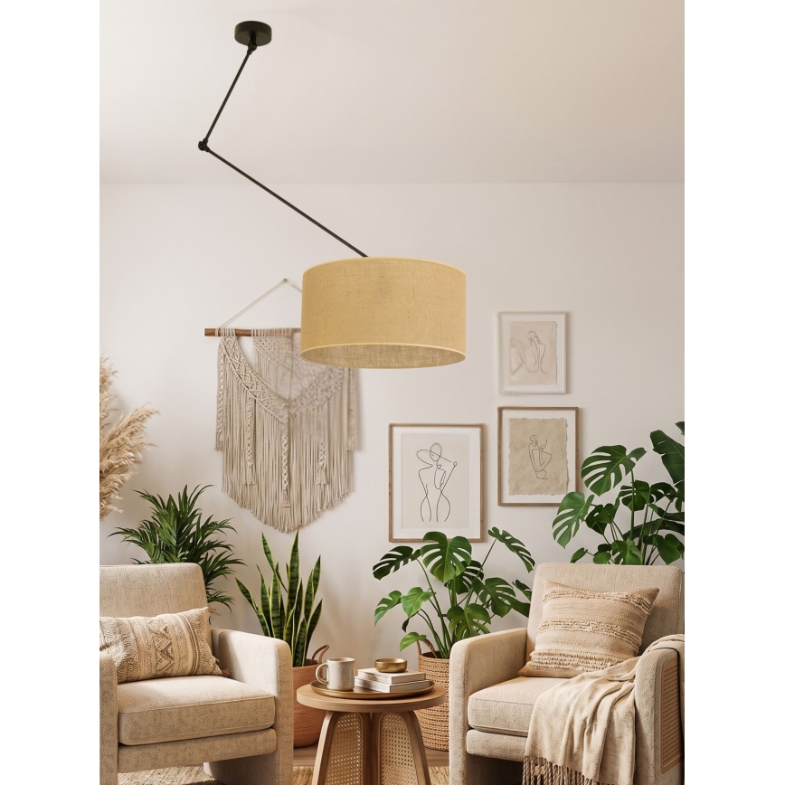 Lámpara colgante LED ajustable en varilla GORTA 1xE27/60W/230V yute