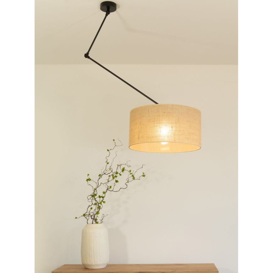 Lámpara colgante LED ajustable en varilla GORTA 1xE27/60W/230V yute