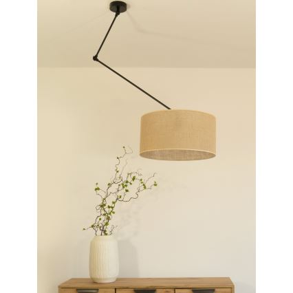 Lámpara colgante LED ajustable en varilla GORTA 1xE27/60W/230V yute