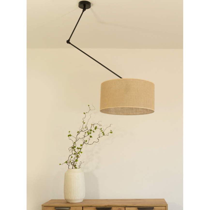 Lámpara colgante LED ajustable en varilla GORTA 1xE27/60W/230V yute