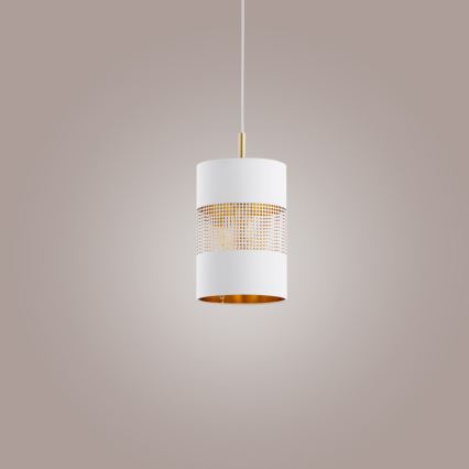 Lámpara colgante LED BOGART con cable 1xE27/15W/230V blanco/dorado