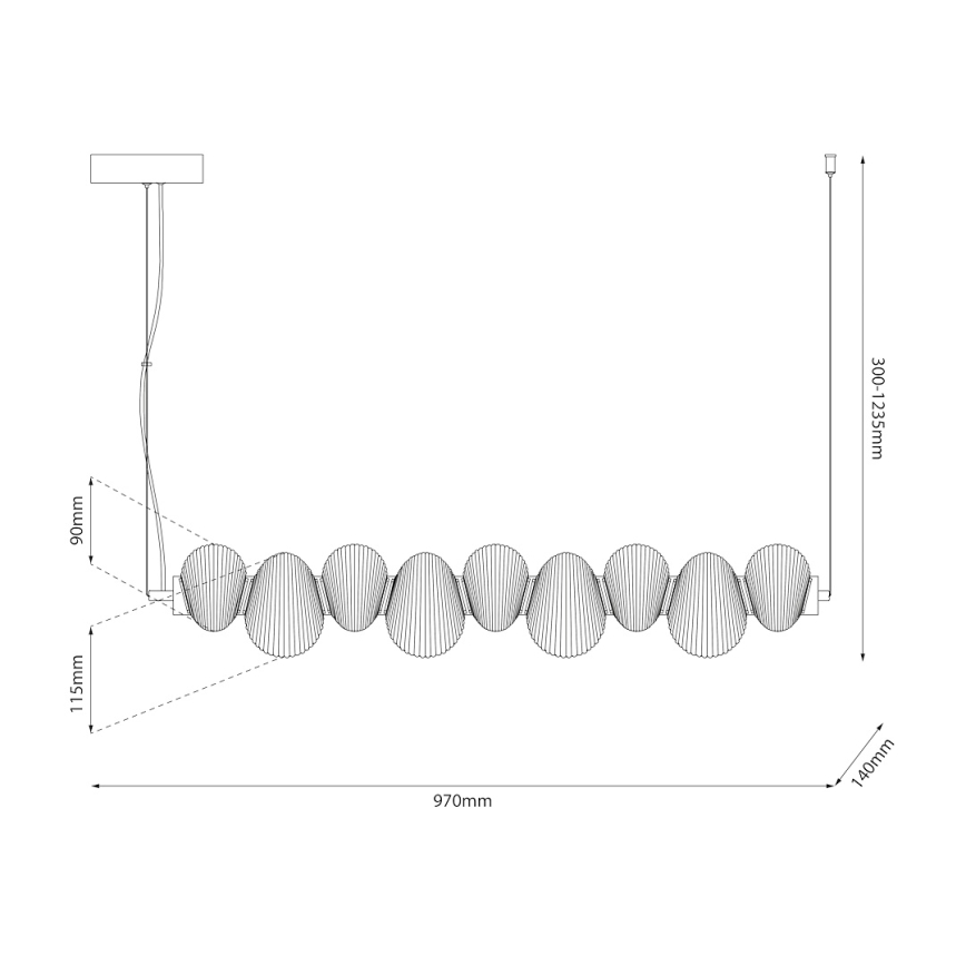 Lámpara colgante LED BOLLA con cable 32W/230V cromo brillante/gris ahumado