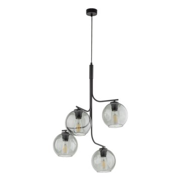 Lámpara colgante LED CESAR 4xE27/15W/230V negra/gris ahumado