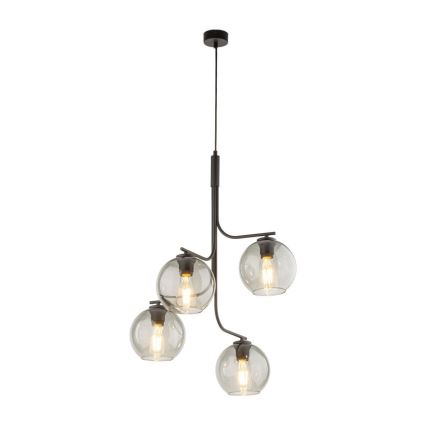 Lámpara colgante LED CESAR 4xE27/15W/230V negra/gris ahumado