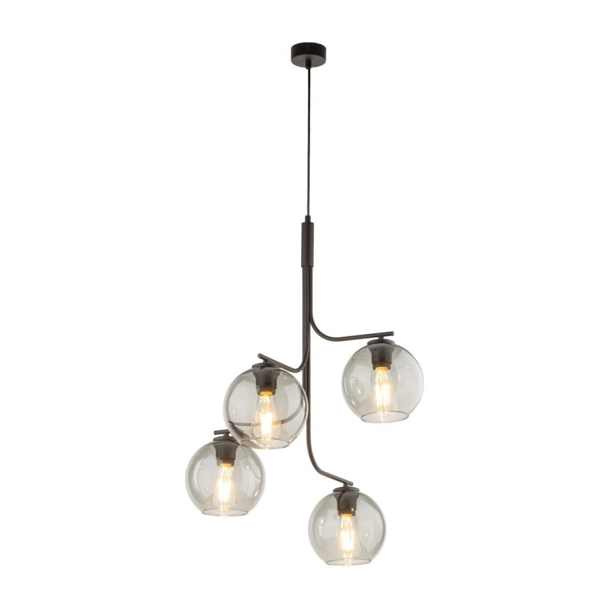 Lámpara colgante LED CESAR 4xE27/15W/230V negra/gris ahumado