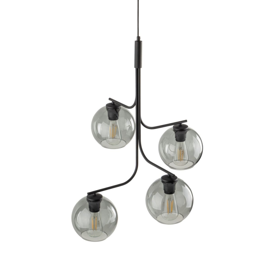 Lámpara colgante LED CESAR 4xE27/15W/230V negra/gris ahumado