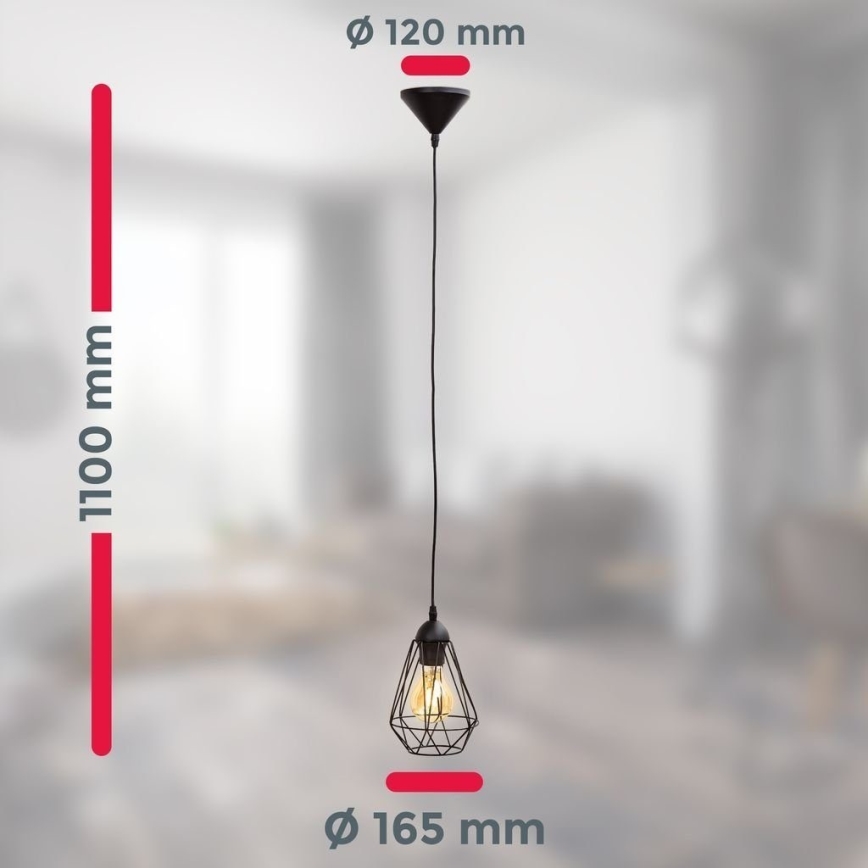 Lámpara colgante LED con cable 1xE27/6,5W/230V 2500K negra