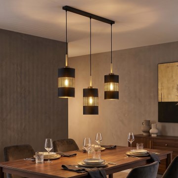 Lámpara colgante LED con cable BOGART 3xE27/15W/230V negro/dorado