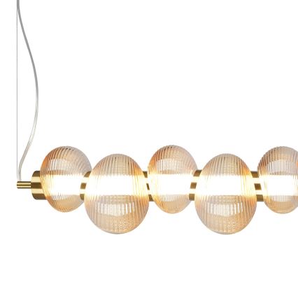 Lámpara colgante LED con cable BOLLA LED/32W/230V dorada/beige ahumado