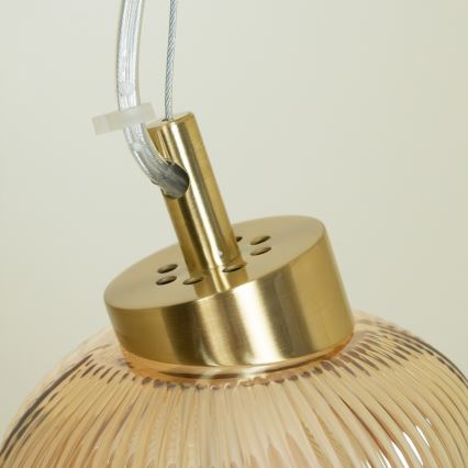 Lámpara colgante LED con cable BOLLA LED/36W/230V dorado/beige ahumado