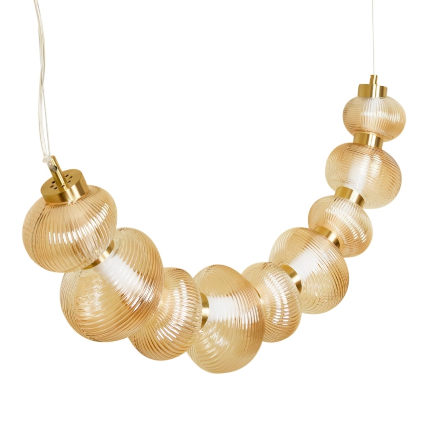 Lámpara colgante LED con cable BOLLA LED/36W/230V dorado/beige ahumado