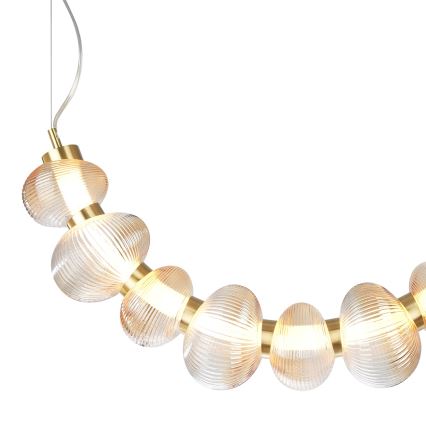 Lámpara colgante LED con cable BOLLA LED/36W/230V dorado/beige ahumado