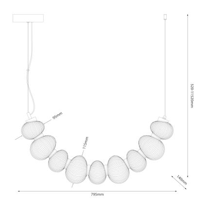 Lámpara colgante LED con cable BOLLA LED/36W/230V dorado/beige ahumado