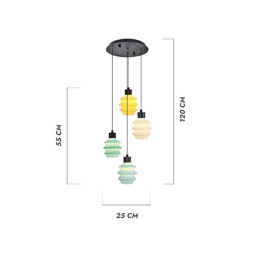 Lámpara colgante LED con cable CACTUS LED/12W/230V 3000K verde/amarillo/blanco