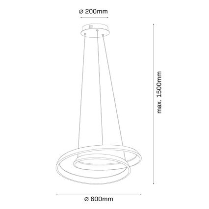 Lámpara colgante LED con cable CASHMERE LED/75W/230V, diámetro 60 cm, beige