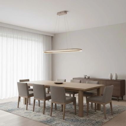 Lámpara colgante LED con cable CASHMERE LED/80W/230V 30x100 cm beige