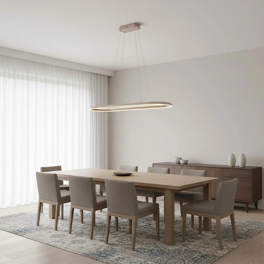 Lámpara colgante LED con cable CASHMERE LED/80W/230V 30x100 cm beige