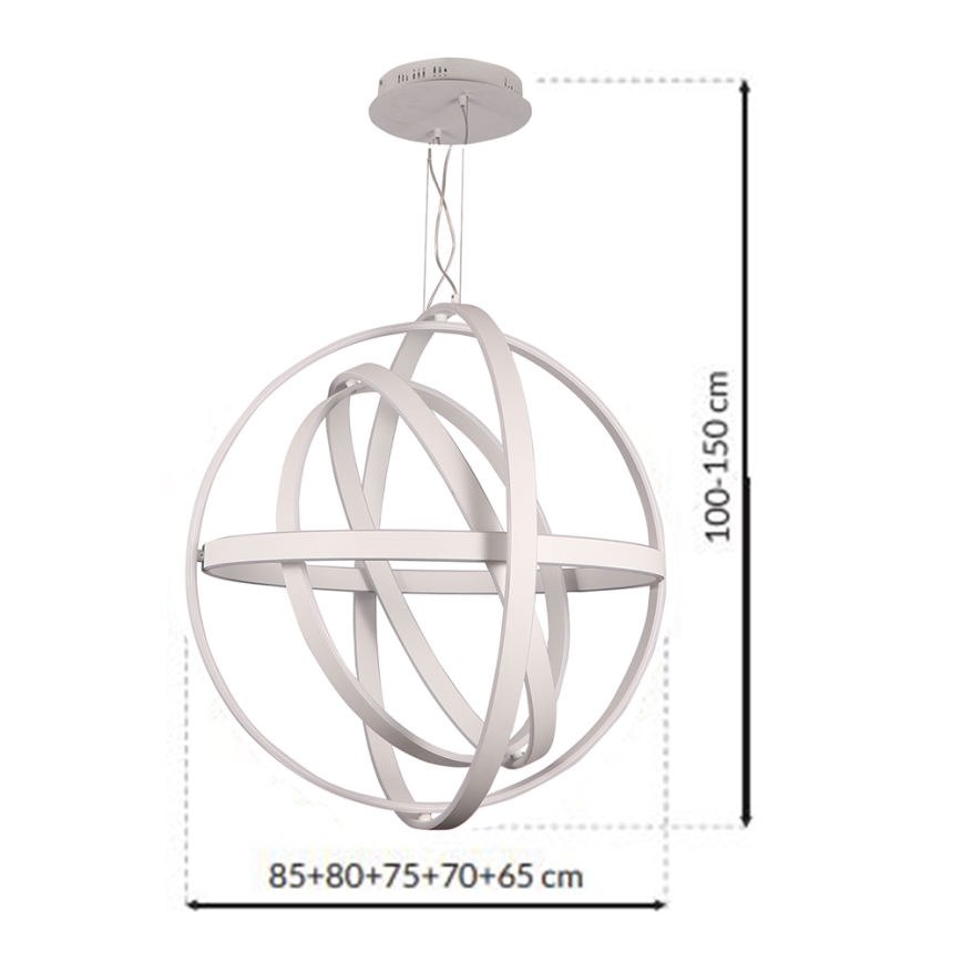 Lámpara colgante LED con cable COPERNICUS LED/260W/230V blanca