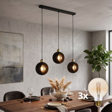 Lámpara colgante LED con cable CUBUS 3xE27/60W/230V