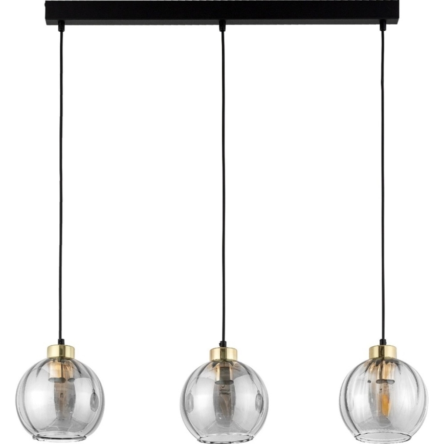Lámpara colgante LED con cable DEVI 3xE27/15W/230V negra/transparente