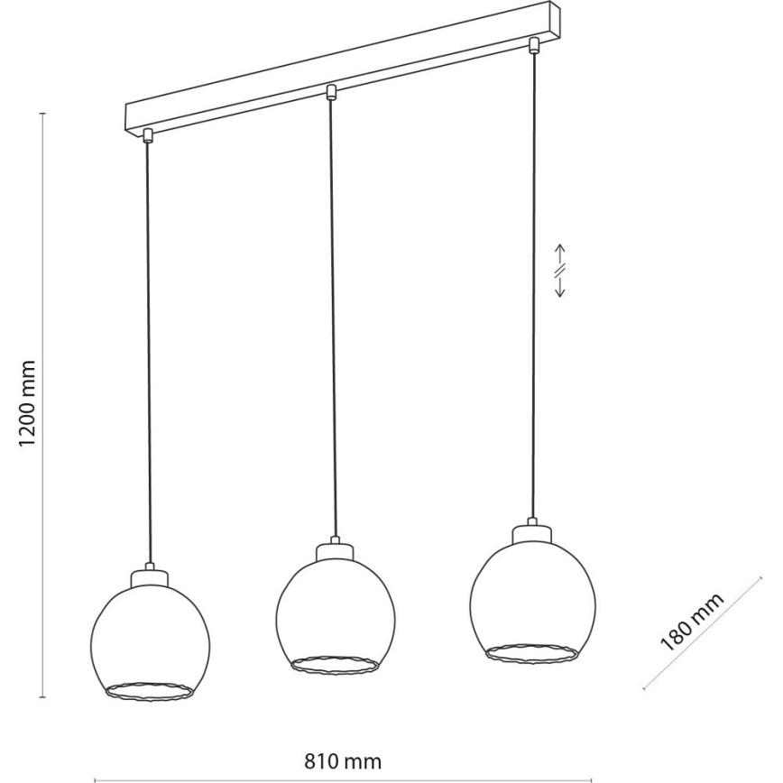 Lámpara colgante LED con cable DEVI 3xE27/15W/230V negra/transparente