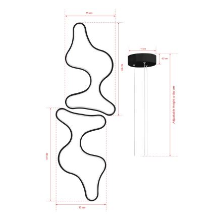Lámpara colgante LED con cable DUPLE ARTISAN LED/80W/230V 4000K negra