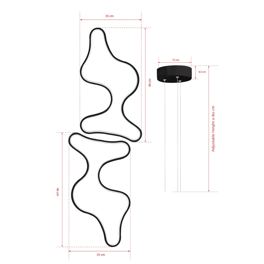Lámpara colgante LED con cable DUPLE ARTISAN LED/80W/230V 4000K negra