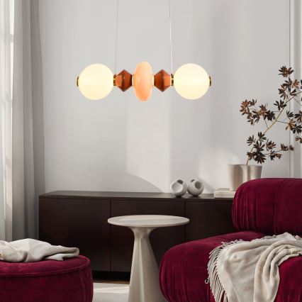 Lámpara colgante LED con cable FLORES LED/15W/230V dorado/naranja/marrón