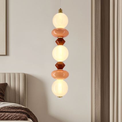 Lámpara colgante LED con cable FLORES LED/20W/230V dorada/naranja/marrón
