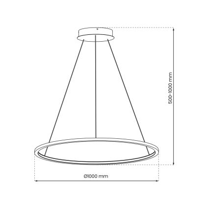 Lámpara colgante LED con cable SATURNO LED/57W/230V Ø 100 cm IP44 negra
