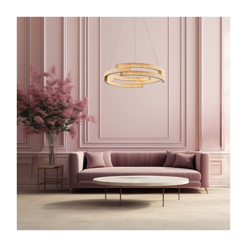 Lámpara colgante LED con cable TARJA LED/36W/230V 3000/4000/6000K diámetro 60 cm dorada