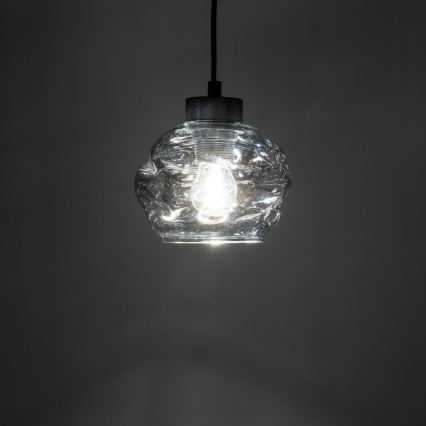 Lámpara colgante LED con cable ZULIA 1xE27/15W/230V negro/negro ahumado