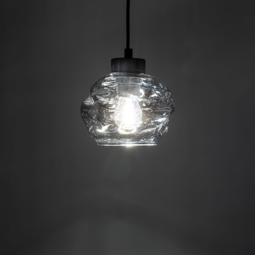 Lámpara colgante LED con cable ZULIA 1xE27/15W/230V negro/negro ahumado