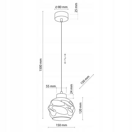 Lámpara colgante LED con cable ZULIA 1xE27/15W/230V negro/negro ahumado